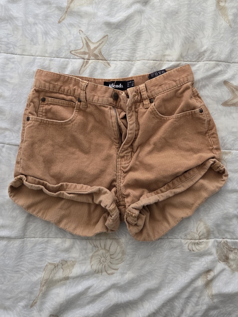 Afends Women's Brown Tan Corduroy High-Waist Shorts
